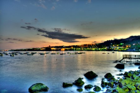 View of Aci Castello across the sea from Acitrezza Sicilia Italy Italia HDR - Creative Commons by gnuckx