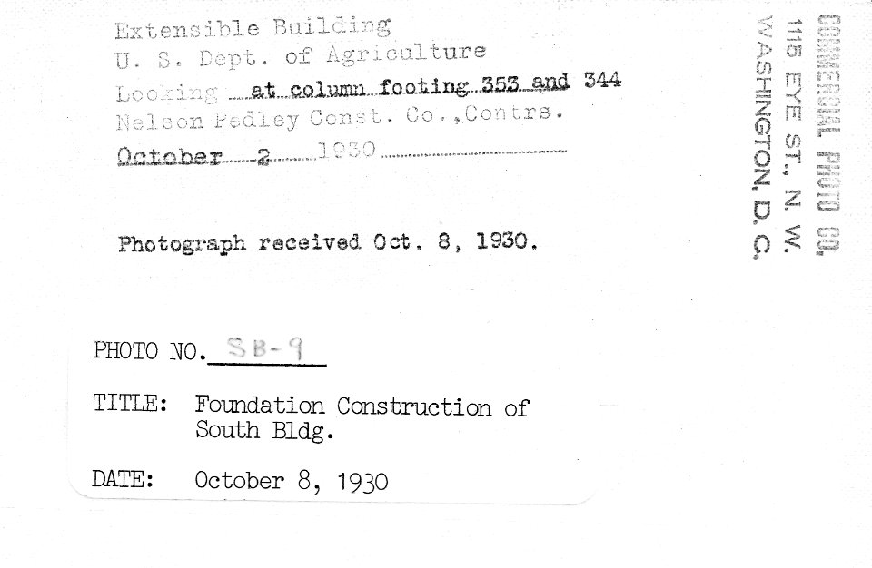 1930 (Oct 8) South Bldg Foundation USDA Construction Photo Collection (2)