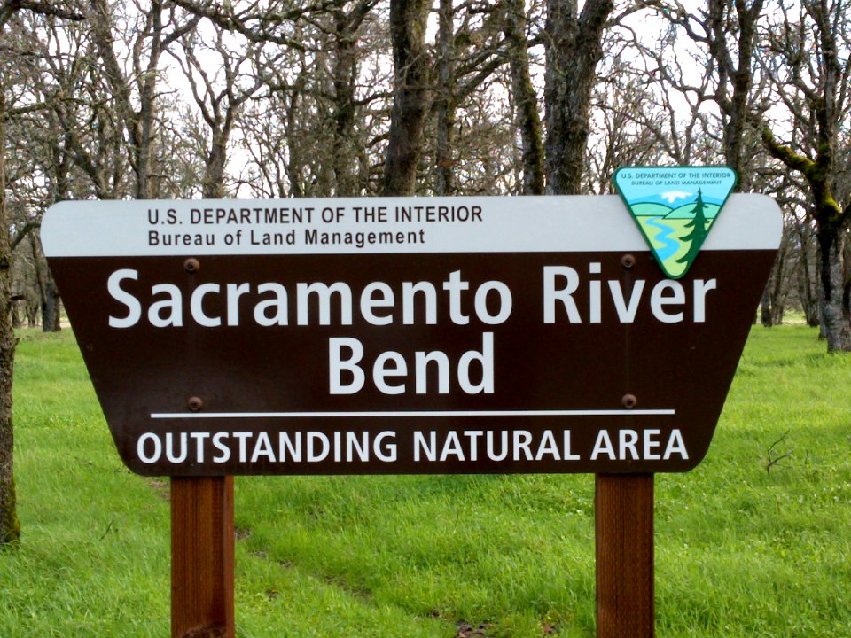 Sign for the Sacramento River Bend Outstanding Natural Area