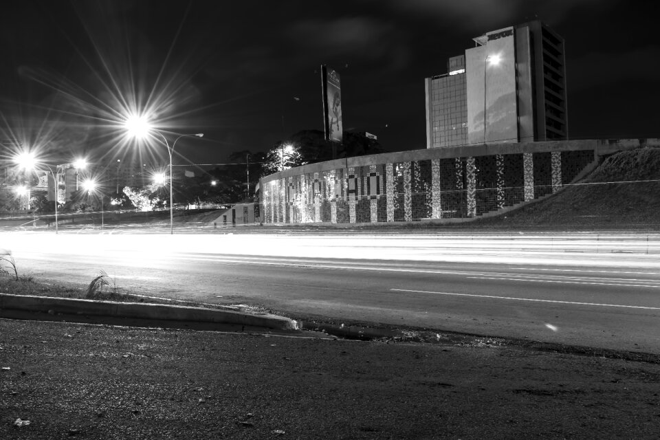 Night city lights building