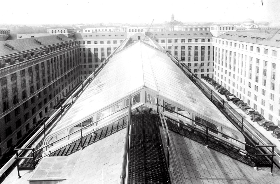 1937 (Mar) Const of Greenhouse on wing No. 3, view from roof top USDA Construction Photo Collection (1)