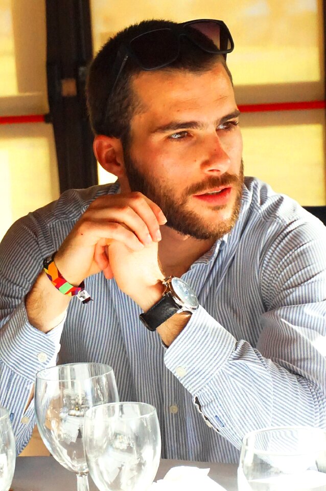 Young man beard deep look