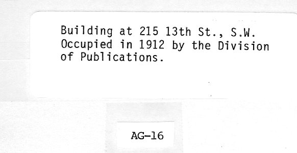 1912 (ca) Bldg at 215 13th St SW USDA Construction Photo Collection (2)