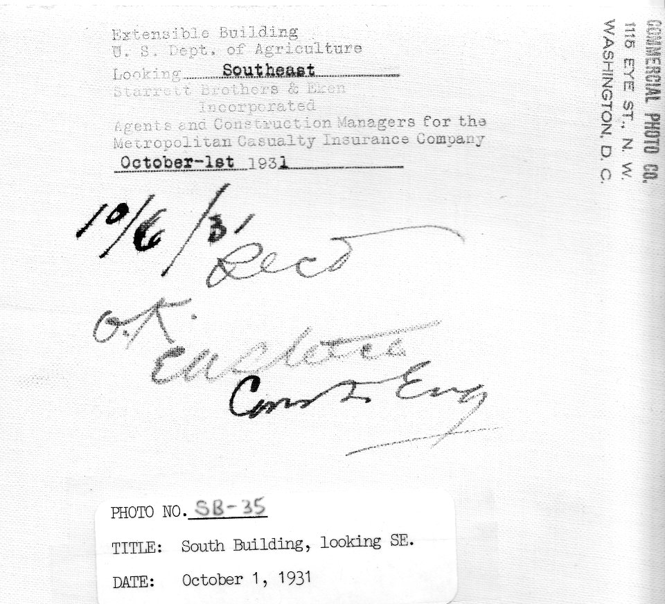 1931 (oct 1) South Bldg Looking SE USDA Construction Photo Collection (2)