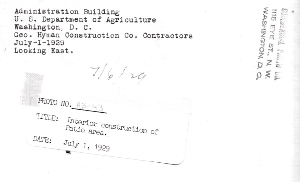 1929 (july 1) Admin Bldg Construction of Patio Area USDA Construction Photo Collection (2)