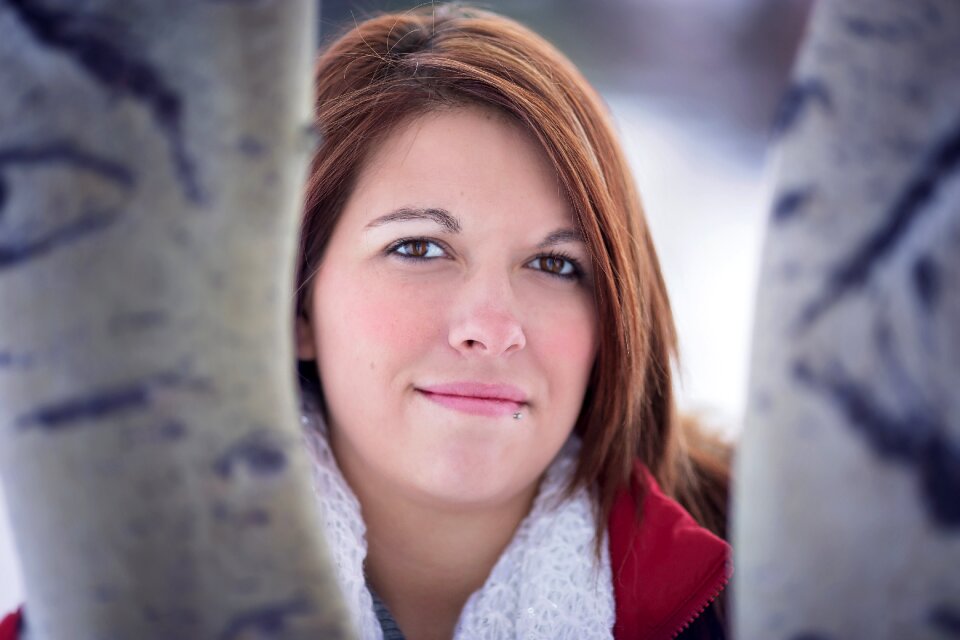 Female smiling outdoors