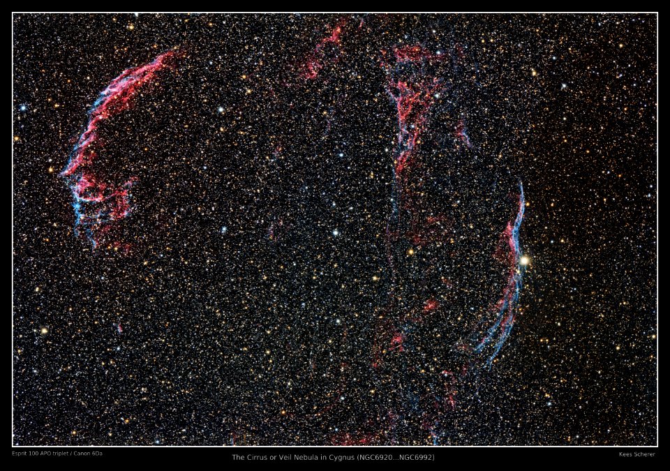 The Veil nebulae from East to West. (DSLR image) photo