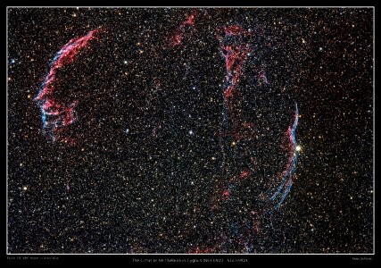 The Veil nebulae from East to West. (DSLR image)