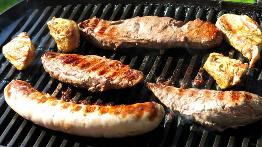 Grilled meats electric grill sausage photo