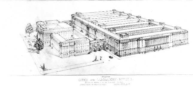 1930 (ca) Aerial drawing of both Bldgs USDA Construction Photo Collection (1)
