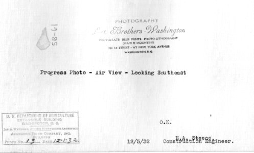1932 (Dec 1) Air view looking SE USDA Construction Photo Collection (2)