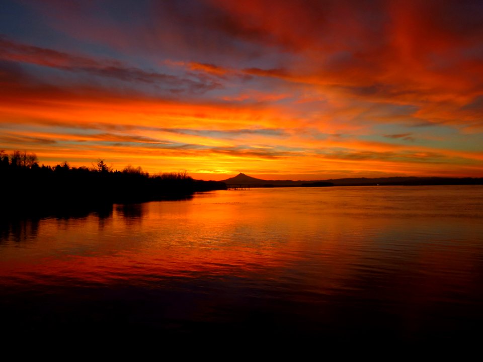 Sunrise at Columbia River and Mt. Hood