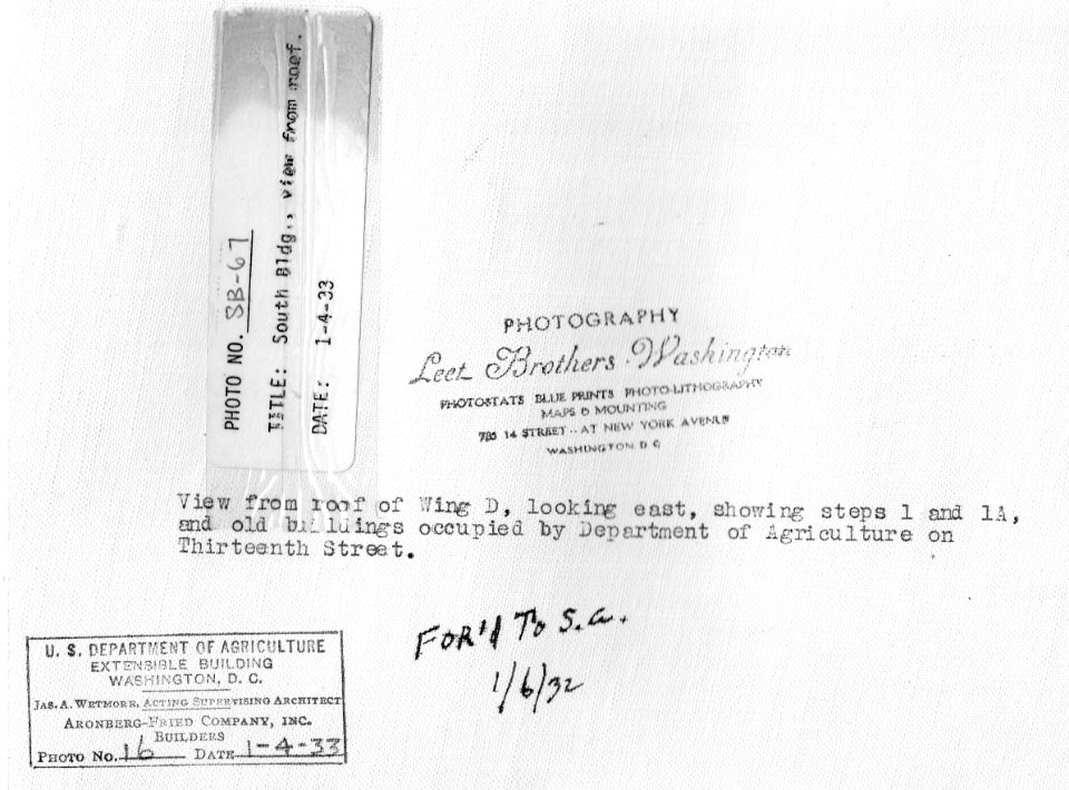 1933 (Jan 4) South Bldg, view from roof looking east USDA Construction Photo Collection (2)