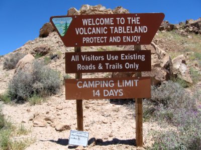 Sign at the Volcanic Tablelands