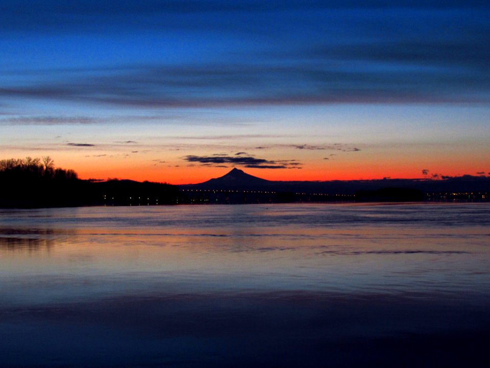 Sunrise at Columbia River and Mt. Hood