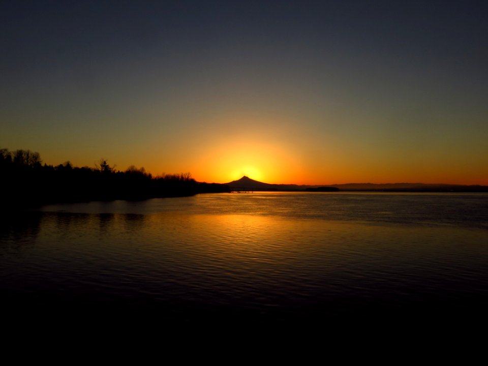 Sunrise at Columbia River and Mt. Hood