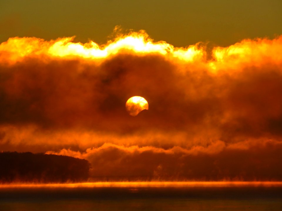 Sunrise and Clouds at Columbia River in Washington