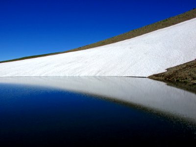 Frozen Lake at Mt. Rainier NP in Washington photo