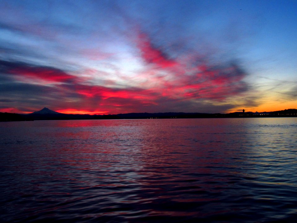 Sunrise at Columbia River and Mt. Hood