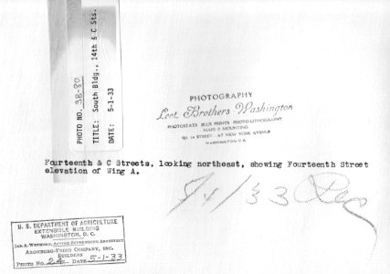 1933 (May 1) South Bldg, 14th and C Sts looking NE USDA Construction Photo Collection (2)
