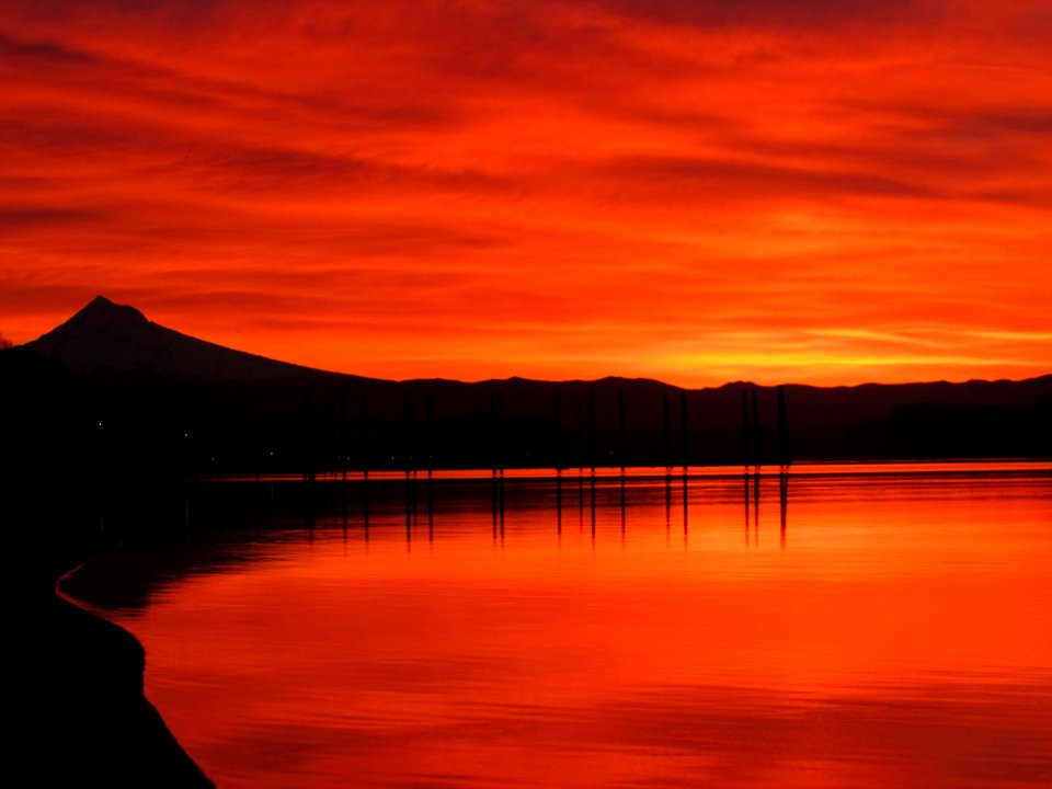 Sunrise at Columbia River and Mt. Hood