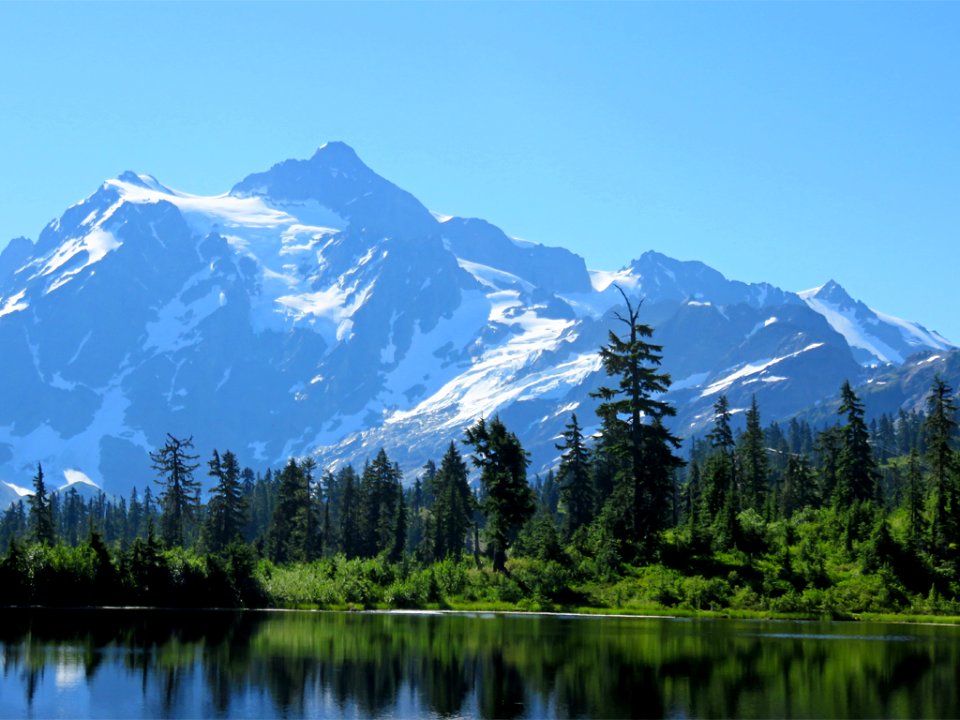 Mt. Shuksan and Picture Lake at Mt. Baker-Snoqualmie NF in WA