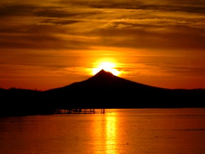 Sunrise at Columbia River and Mt. Hood
