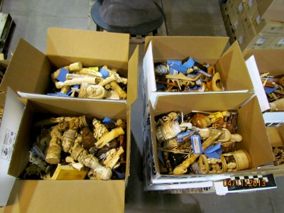 Boxes of small ivory pieces