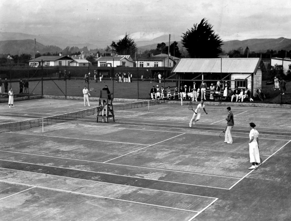 129; Tennis Court, with game in progress - 1930s