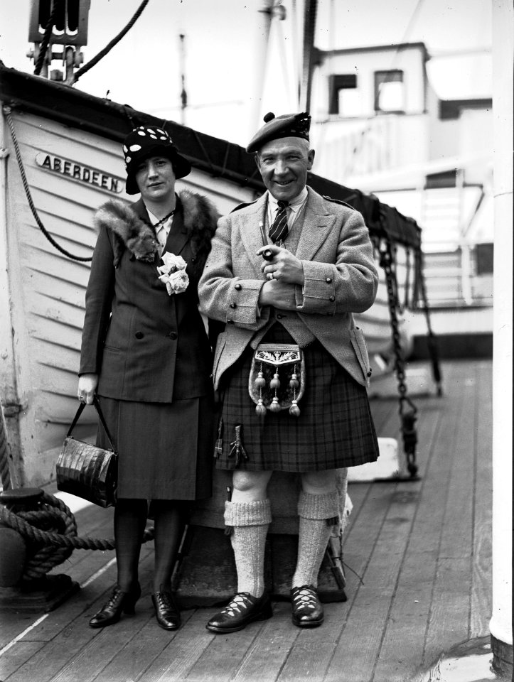 111; Portrait of unidentified couple on the passenger ship, Aberdeen