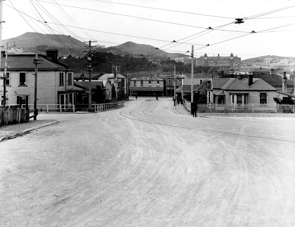 55- Hanson Street and Adelaide Road intersection, tram tracks in road.  - Feb 1926