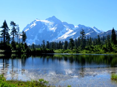 Mt. Shuksan and Picture Lake at Mt. Baker-Snoqualmie NF in WA photo
