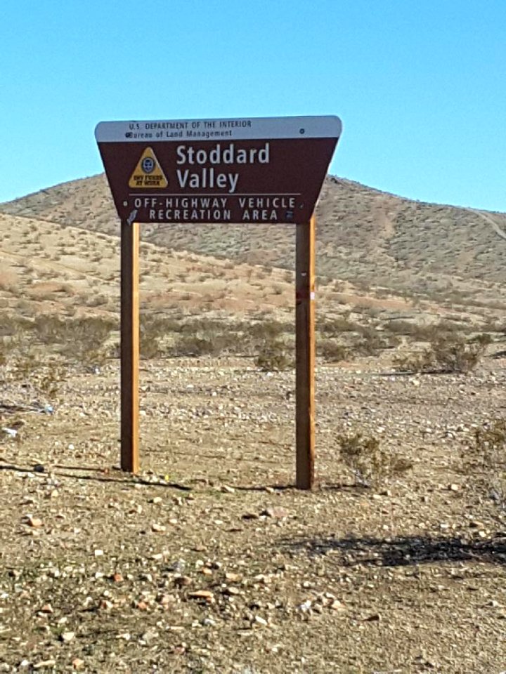 Sign in Stoddard Valley OHV Area