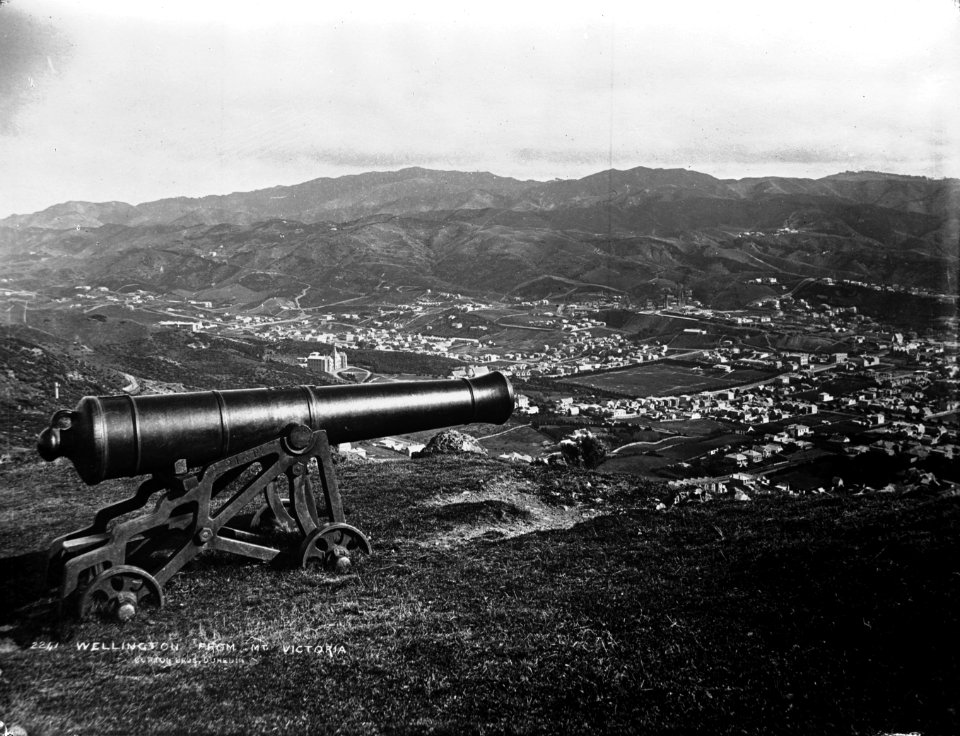63; Cannon on Mount Victoria, Wellington - Circa 1880 - Glass Plate Negative