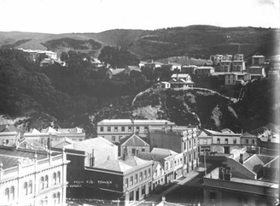 1; Grey Street to Lambton Quay - 1890 - Glass Plate Negative