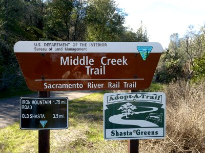 Sign for the Sacramento River Rail-Trail Middle Creek Trail