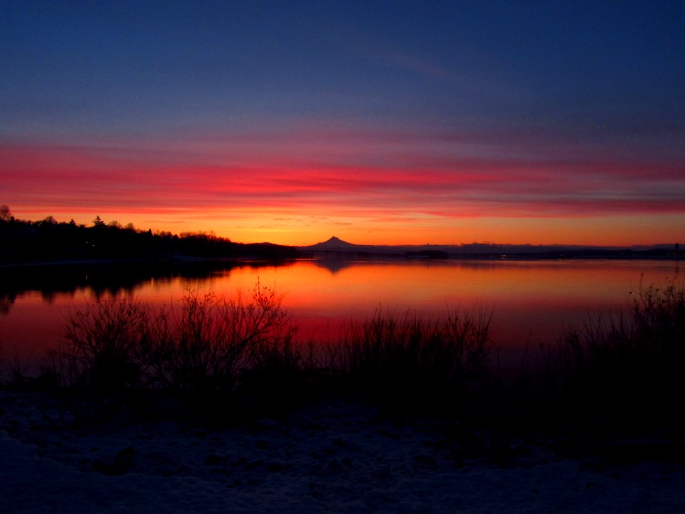 Sunrise at Columbia River and Mt. Hood