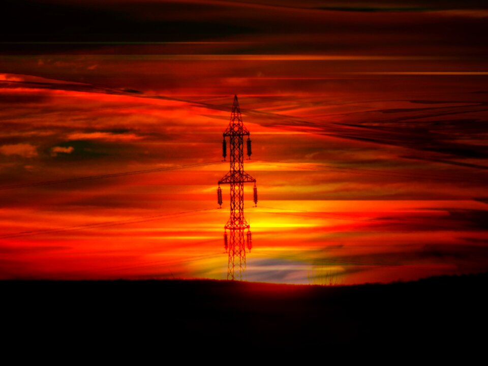 Sunset in the evening fire