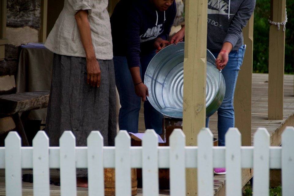 Filling the wash bucket