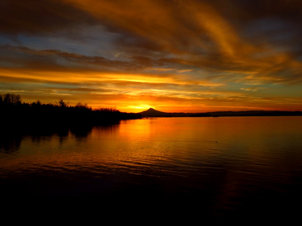 Sunrise at Columbia River and Mt. Hood