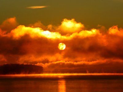Sunrise and Clouds at Columbia River in Washington