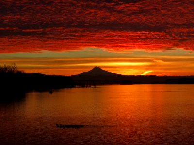 Sunrise at Columbia River and Mt. Hood