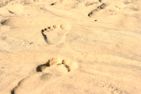 Beach foot print sand photo