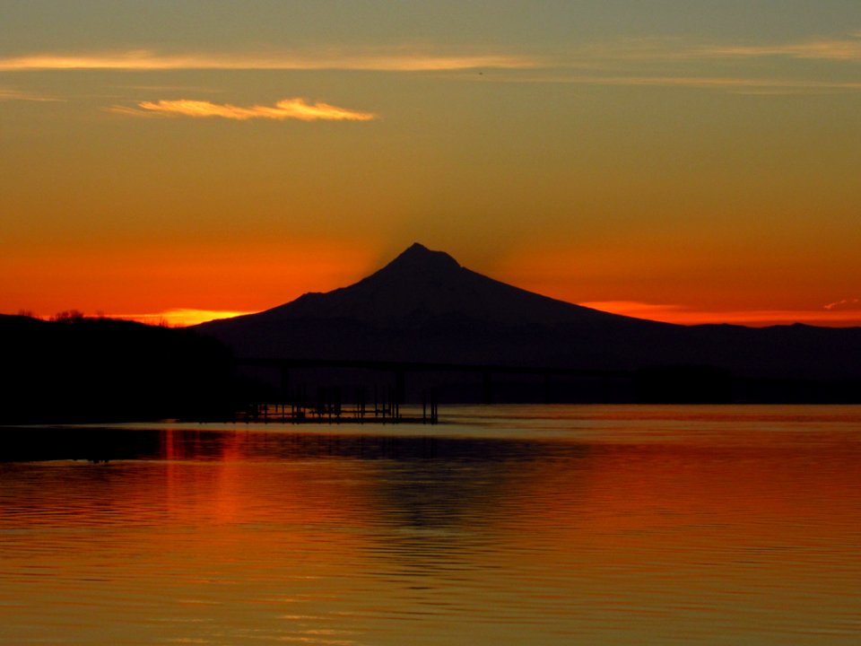 Sunrise at Columbia River and Mt. Hood