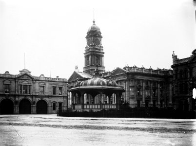 65; Mercer Street, Town Hall and Band Rotunda - 1904 - Glass Plate Negative