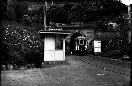 246; Lambton Station bound Tramcar, no.203 emerging from Hataitai Tunnel, City Portal - Circa 1935