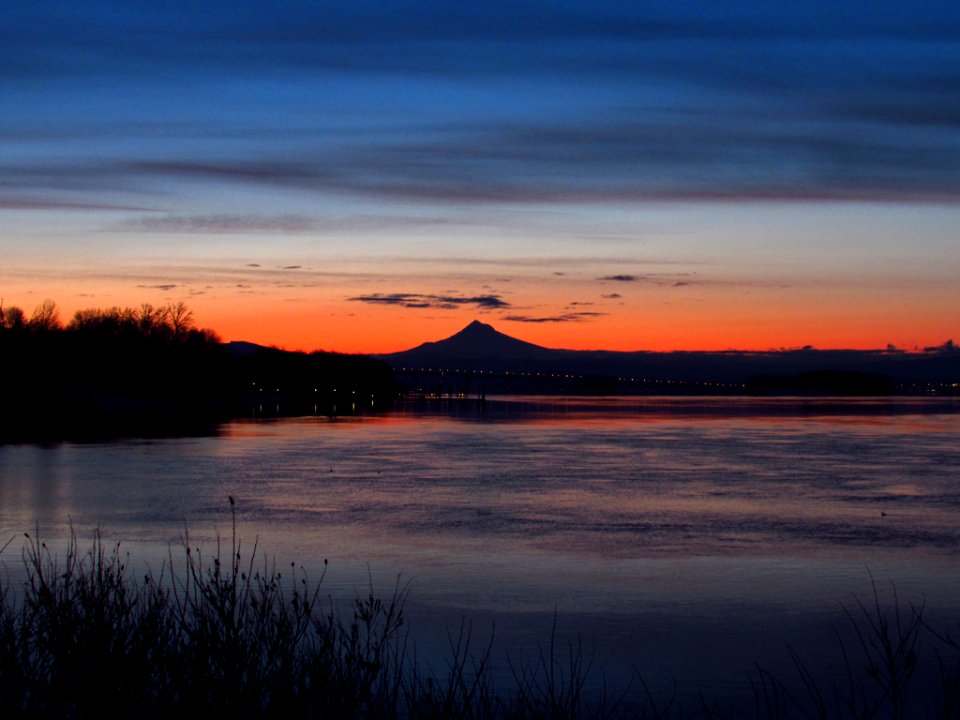 Sunrise at Columbia River and Mt. Hood