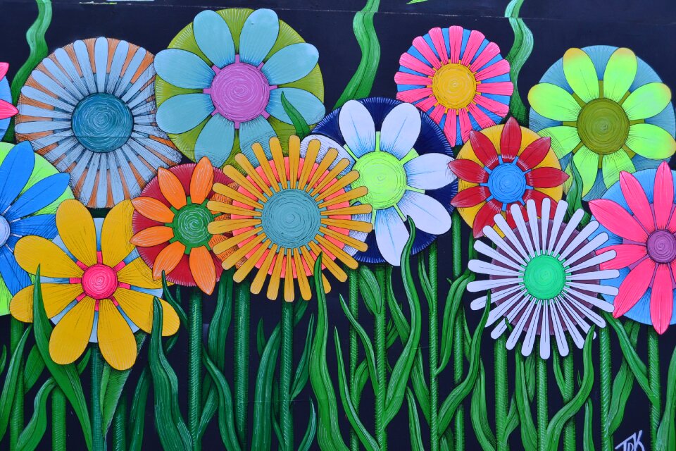 London street art flowers