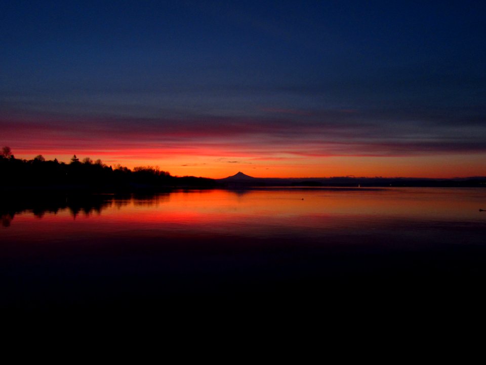 Sunrise at Columbia River and Mt. Hood