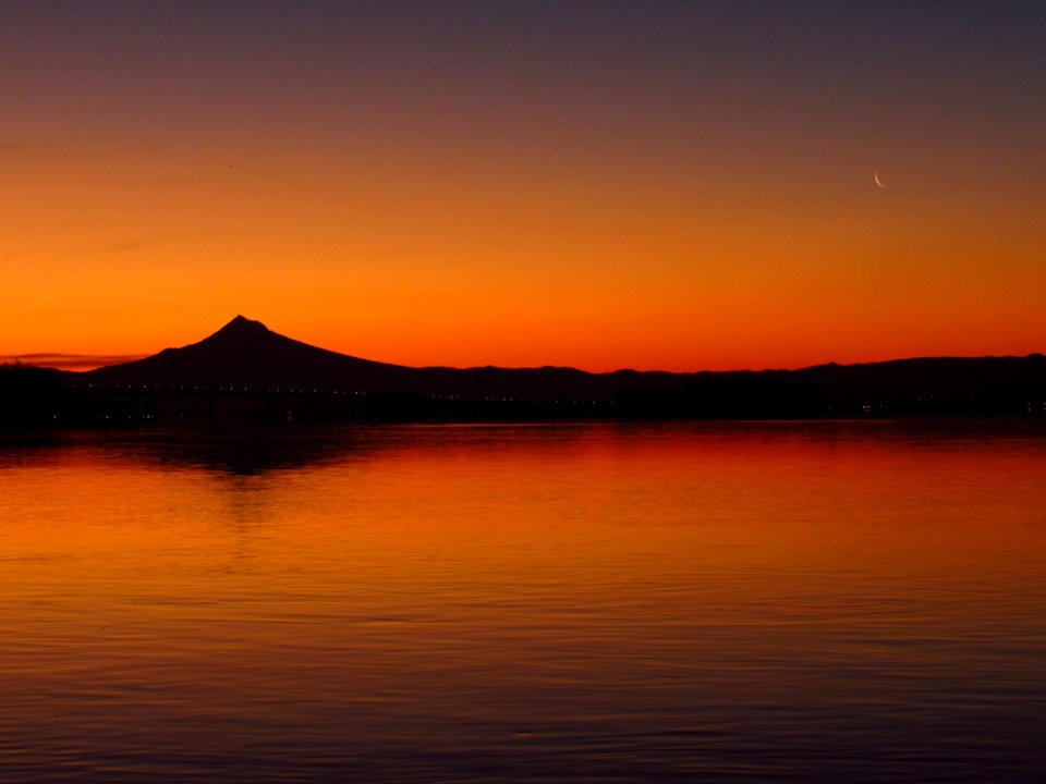Sunrise at Columbia River and Mt. Hood